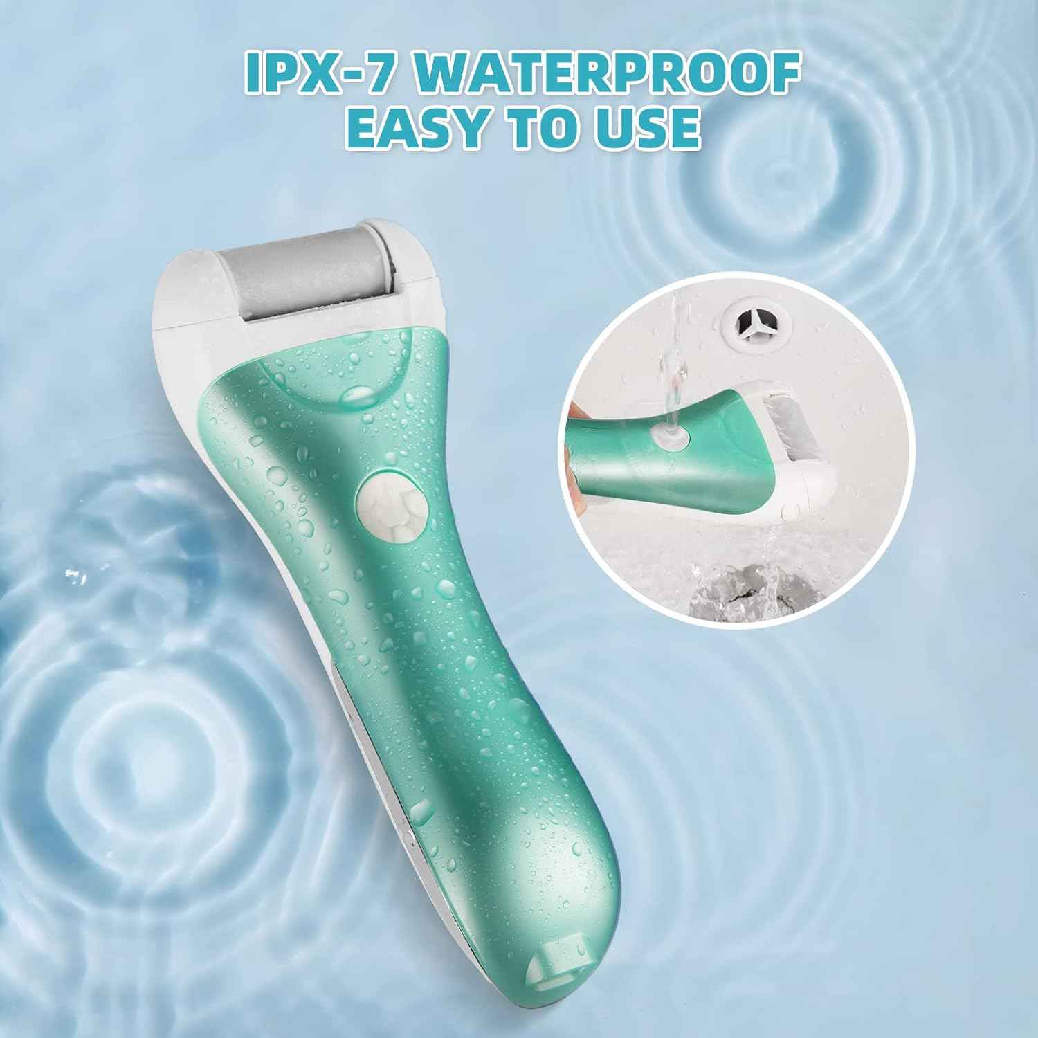 Rechargeable Electric Foot Callus Remover - Waterproof Portable Pedicure Tool for Cracked Heels & Dead Skin (Blue & Black)