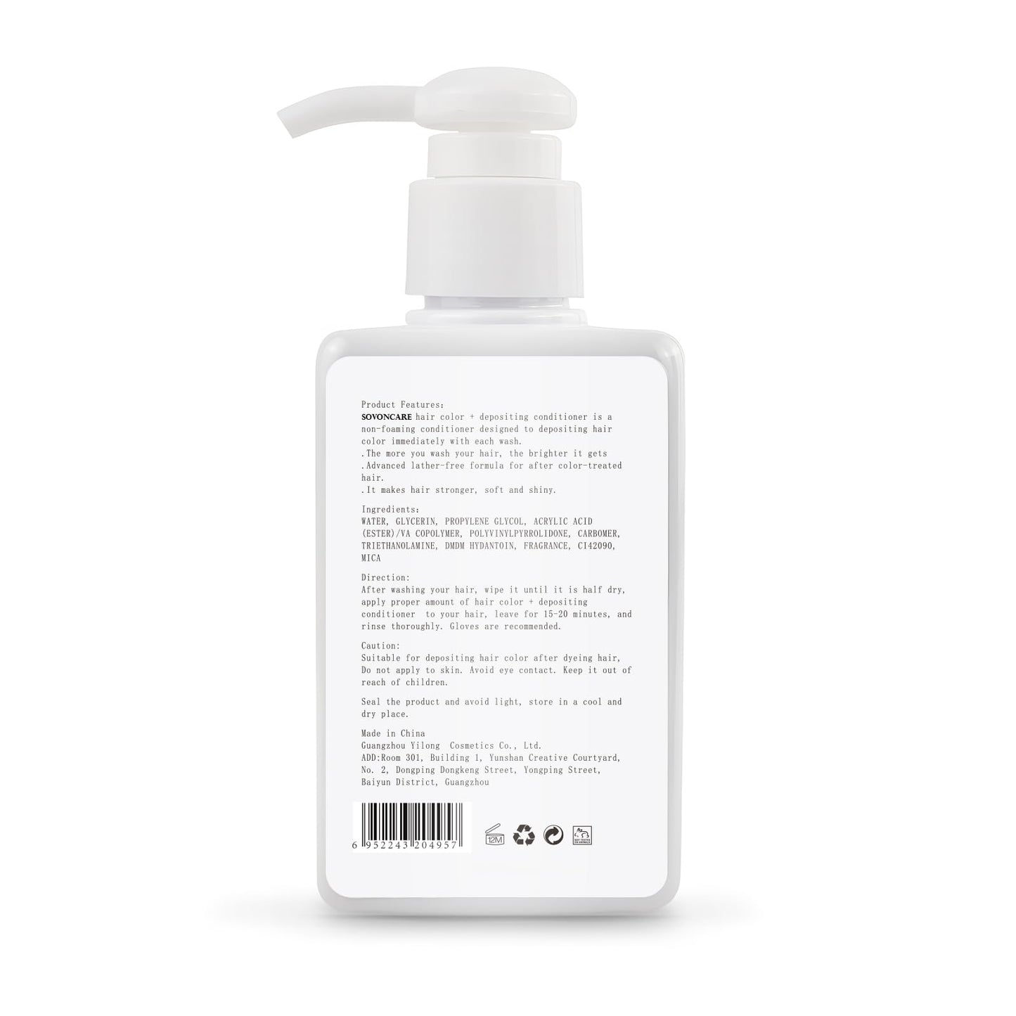 SOVONCARE Light Copper Hair Color Depositing Conditioner Mask 5.28 OZ, Cruelty-Free