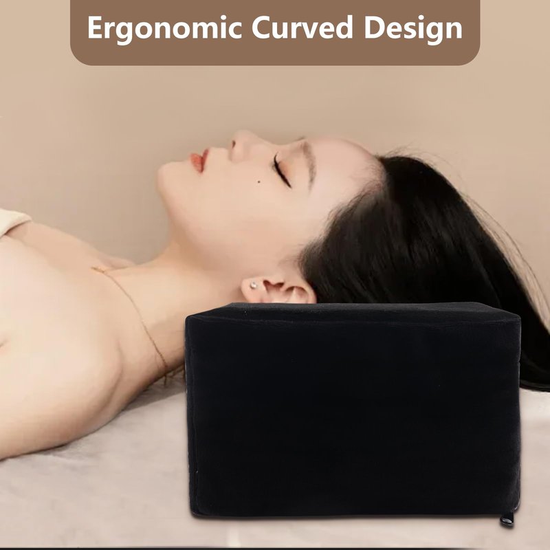 Beauty Salon Eyelash Extension Velvet Lash Pillow Beauty Salon Memory Foam Neck Pillow for Lash Extension Grafting Make Up Side Pockets for Tools(Black,2Pack)