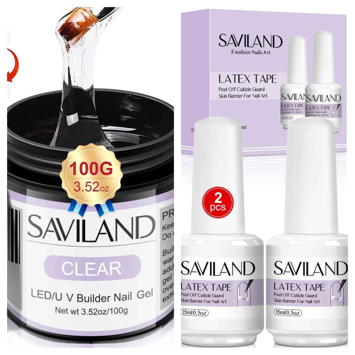LED & UV Builder Nail Gel with Liquid Latex - SAVILAND Nail Art Essentials