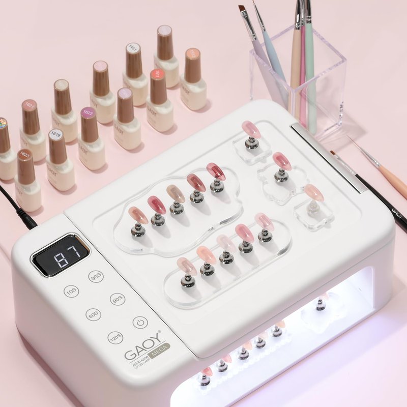 GAOY Professional Nail Curing Lamp for Salon, Mega UV LED Light for Gel Nails with Arm Rest and Retractable Tray, 5 Timers, LCD Display and Infrared Sensor