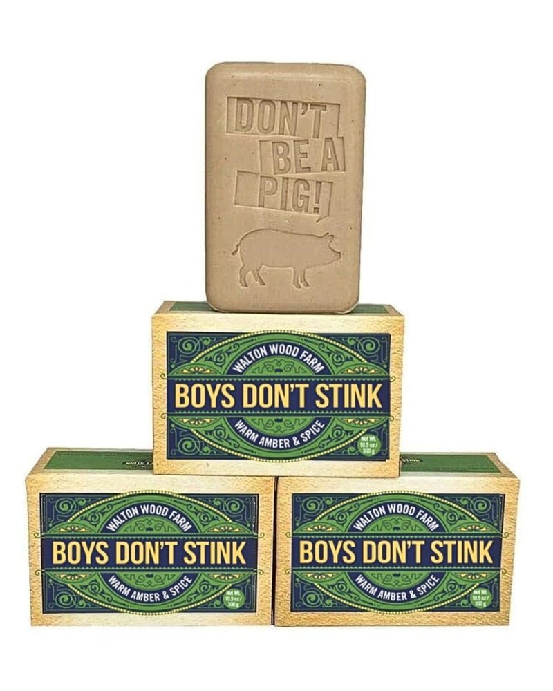 Walton Wood Farm, 10.5 oz Soap: (Boys Don't Stink: Warm Amber & Spice, 3 Pack)