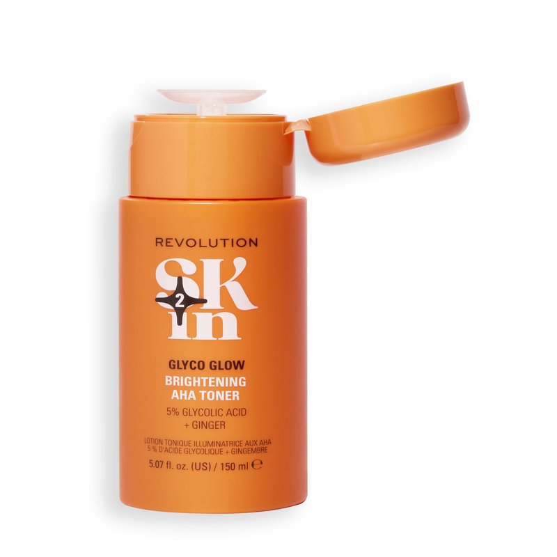 Revolution Skin, Glyco Glow 5% Glycolic Acid & Ginger Brightening AHA Face Toner, Helps Smooth Facial Complexion, Vegan & Cruelty-Free, 11.69 fl oz