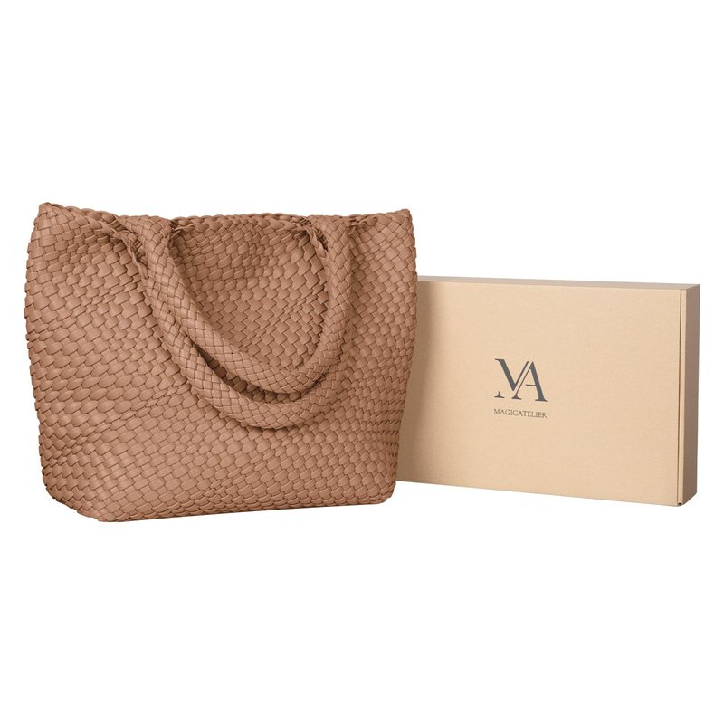 Woven Leather Shoulder Bag Slouchy Luxury Trendy Lightweight Large Purses Satchel Work and Beach Bags for Women