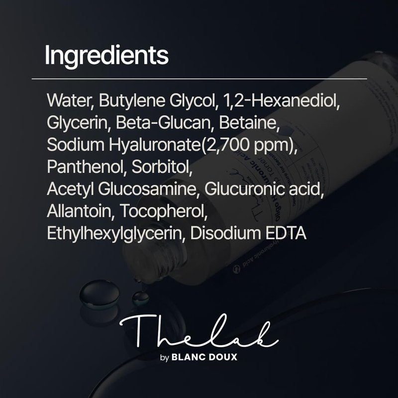 THE LAB by BLANC DOUX Oligo Hyaluronic Acid Deep Toner – Hydrating Toner for Sensitive Skin, pH Balance, Korean Skin Care, Alcohol-Free, Vegan Formula (6.76 Fl Oz)