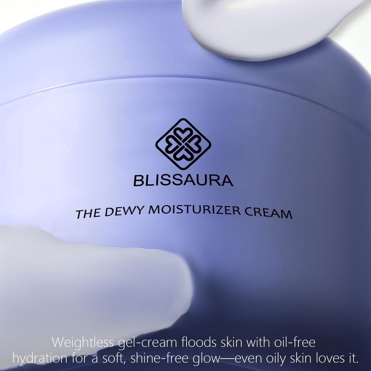 BlissAura Dewy Skin Cream - Deep Hydrating Face Moisturizer with Hyaluronic Acid - Lightweight Glowing Facial Cream for Dry & Sensitive Skin - Perfect Makeup Primer for Glass Skin Finish - 1.7 oz