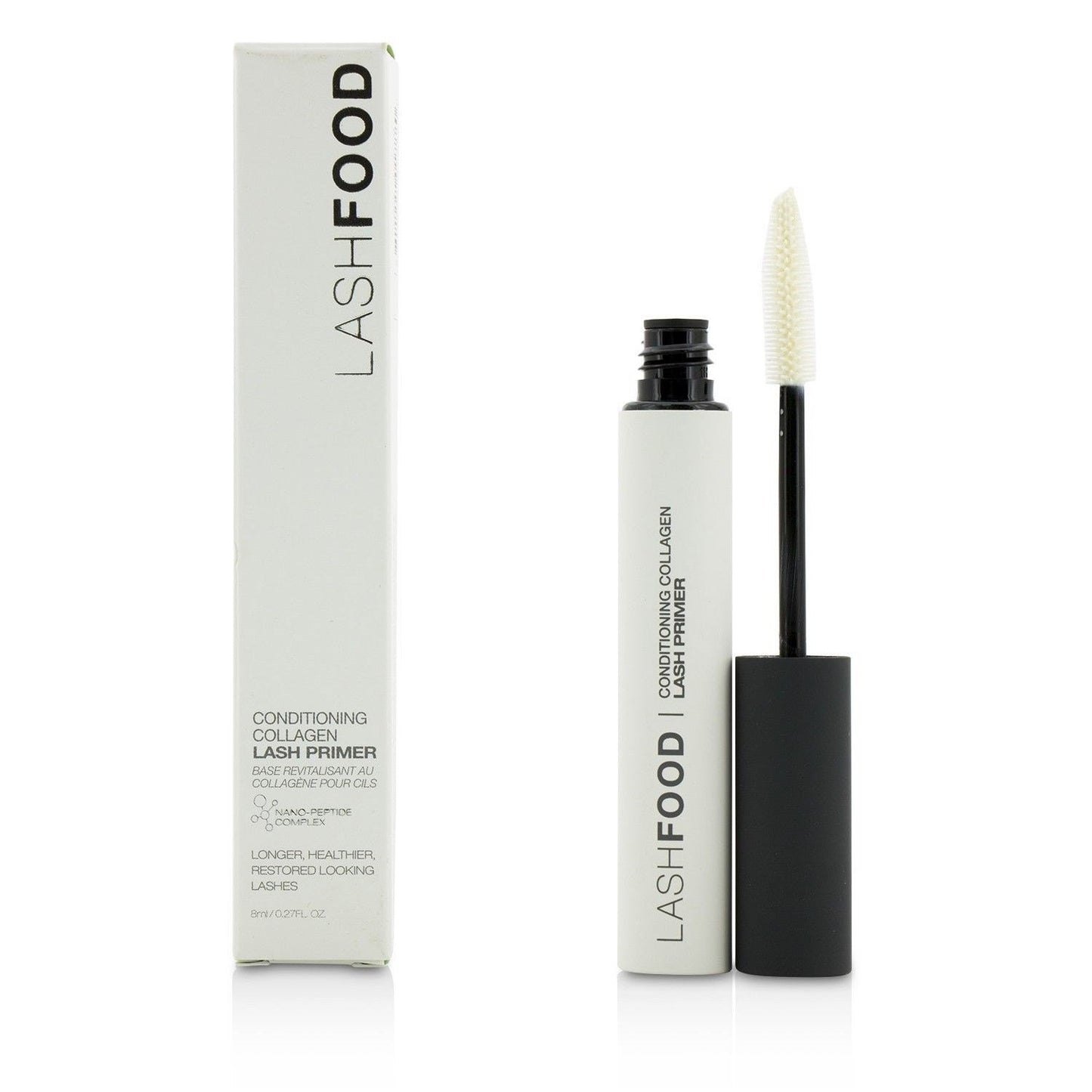 LashFood Conditioning Collagen Fiber Primer | Lash Extender & Thickening Serum Volume Boosting with Collagen, Nano-peptide Complex, Panthenol Lash Mascara Feathery Long Full Eyelashes .27oz