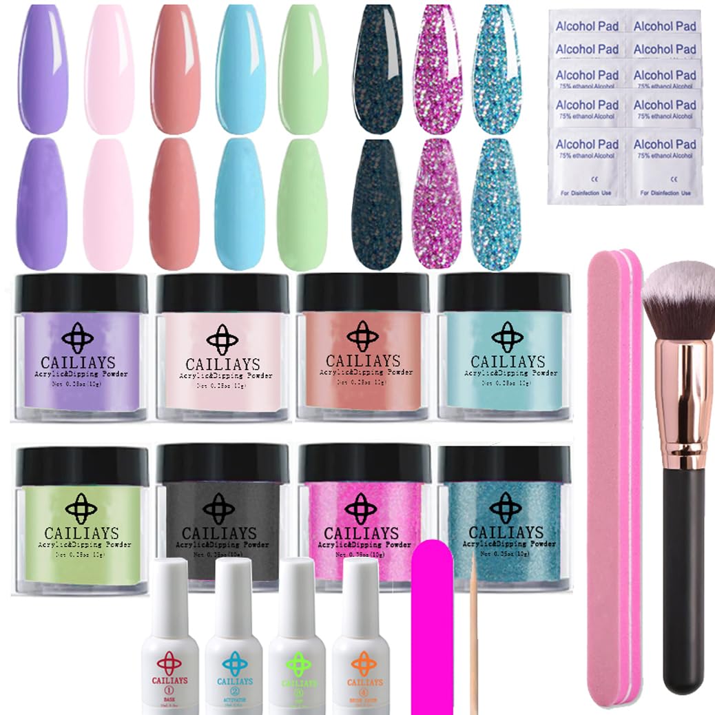 26-Piece Glitter Dip Powder Nail Kit - 8 Colors, Long-Lasting Manicure, No UV Lamp Needed