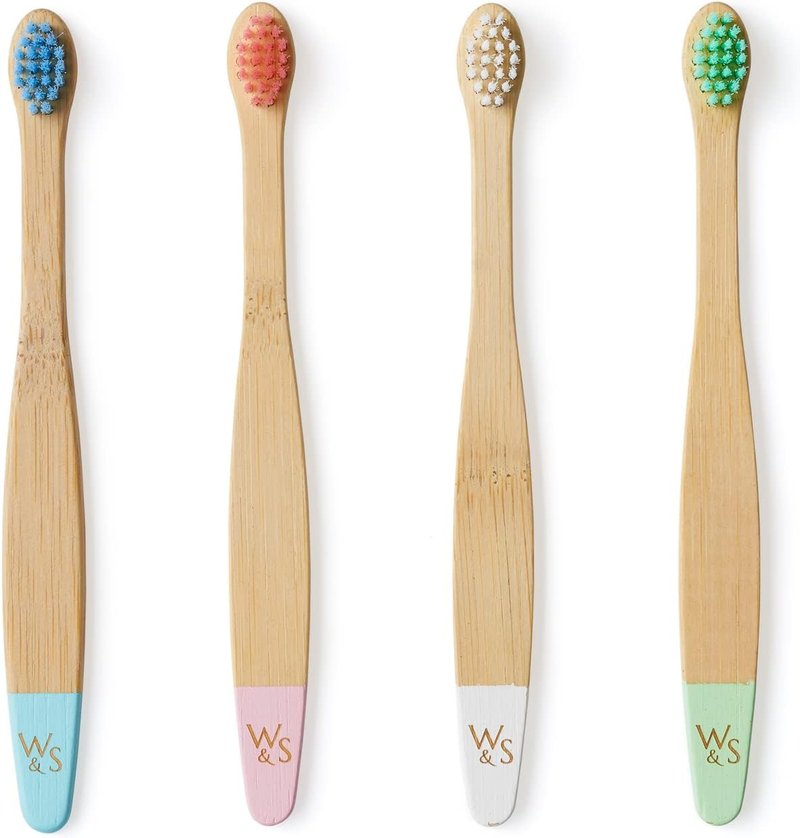 Organic Baby Bamboo Toothbrushes - 4 Pack with Soft Bristles | 100% Compostable & BPA-Free | Vegan-Friendly