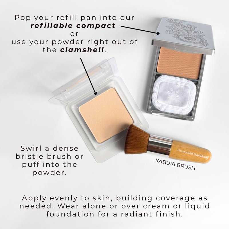 Honeybee Gardens Pressed Mineral Powder Foundation Refill, Avignon, Pale Light Neutral Shade, Adjustable Coverage, Natural Finish, With Botanical Extracts And Vitamin E, 7.5g