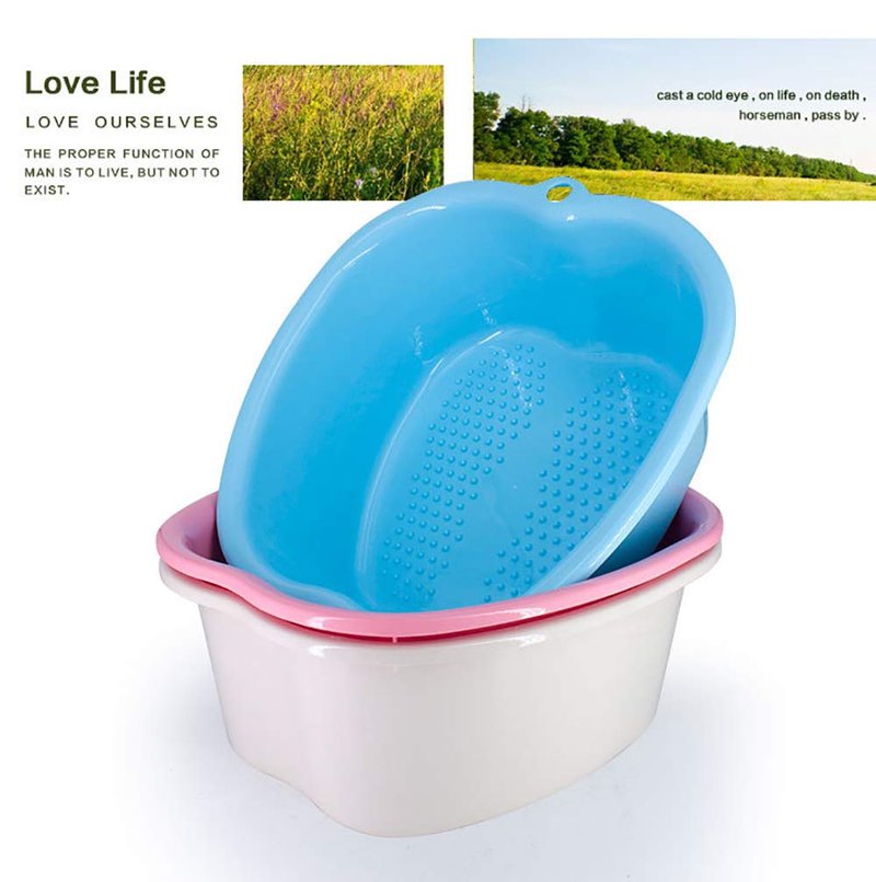 Lemoncy Large Plastic Foot Basin Bath Spa Tub Feet Massage for Soaking Foot,Toe Nails, and Ankles,Pedicure,Improved Sturdy Portable Feet Tub Pink