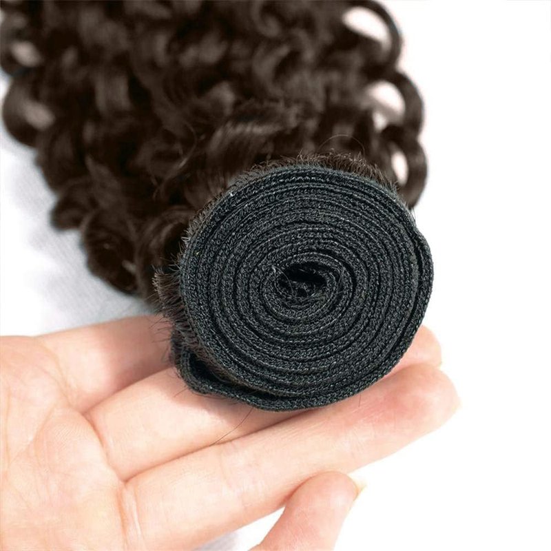 Chocolate Brown Curly Wave Human Hair Bundles - 14/16/18 Inch, 50G Double Weft, Grade 12A Virgin Remy Extensions