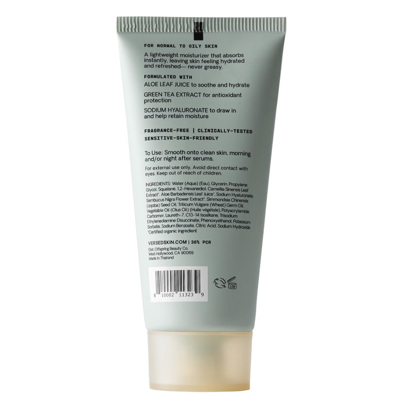 Versed Dew Point Gel Moisturizer For Face - Antioxidant-Rich Gel Cream with Green Tea Extract + Aloe Leaf Juice - Fast Absorbing, Non-Greasy Hybrid Facial Cream for Dry Skin, Vegan (2 fl oz)