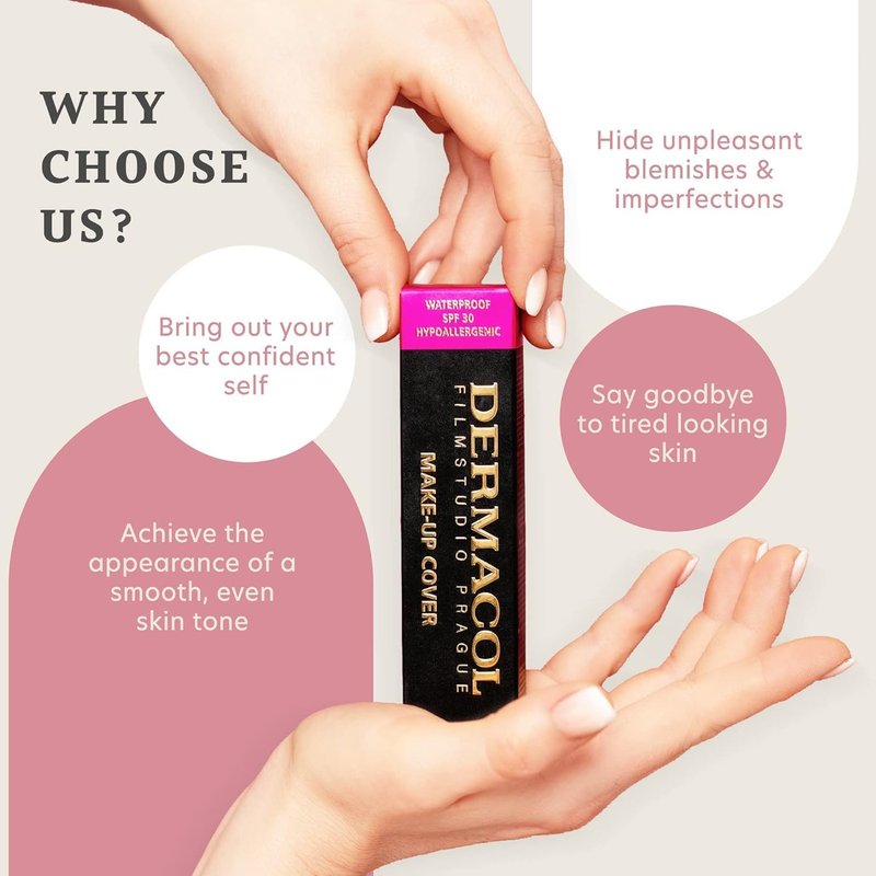 Dermacol - Full Coverage Matte Foundation with SPF 30, Waterproof Foundation for Oily Skin, Acne, & Under Eye Bags, Long-Lasting Makeup, 30g - Shade 208