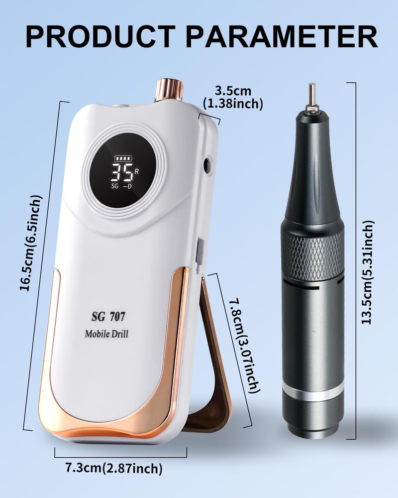 Moskany Professional Grade Electric Nail Drill Kit 35000RPM with 14PCS Bits White Portable Rechargeable Cordless File Machine for Acrylic Gel Powder Nails and Manicure Pedicure Toenail Tool Salon Set