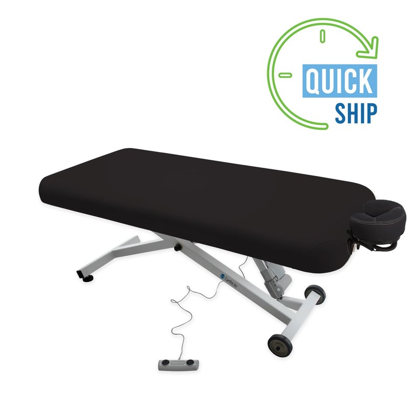 EarthLite Ellora Electric Lift Massage Table, Flat Table Top, Made in USA, 32" x 73, Black