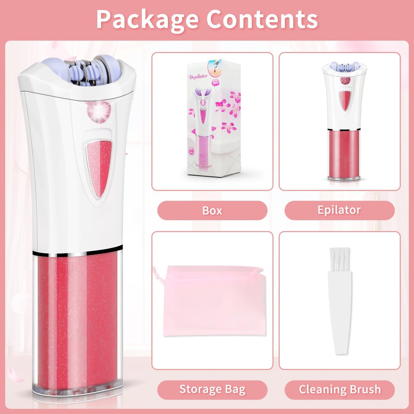 2026 Upgraded Facial Epilator for Women, Cordless Electric Tweezers Hair Removal Device with LED Light, Precise & Painless Face Epilator Hair Remover for Face/Lip/Arms/Legs/Bikini Line