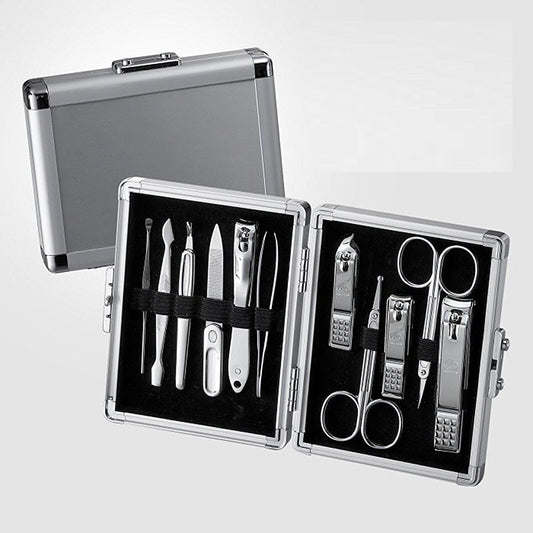 THREE SEVEN 777 Manicure Pedicure Grooming Kit - 11-Piece Nail Clipper Set (Silver, TS-16000VC)
