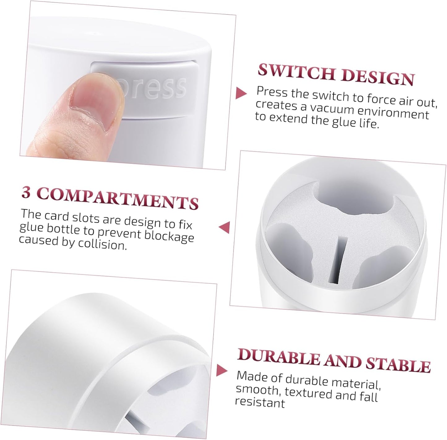 Eyelash Glue Jar - Sealed Eyelash Extension Container for Makeup | Cosmetic Storage Tank (White)
