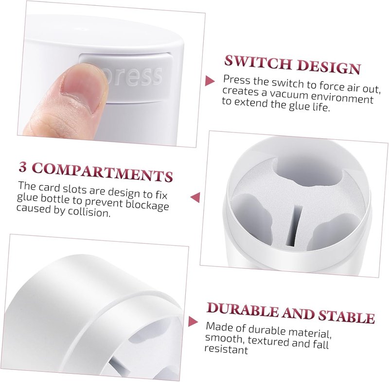 Eyelash Glue Jar - Sealed Eyelash Extension Container for Makeup | Cosmetic Storage Tank (White)