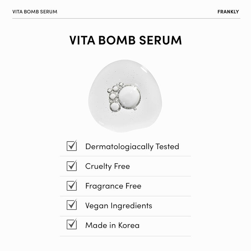 Vita Bomb Serum - Calming Revitalizing Complex with Vitamins B3, B5, C, E - Soothes & Evens Skin Tone | Vegan, Hypoallergenic, 1.01 fl. Oz.