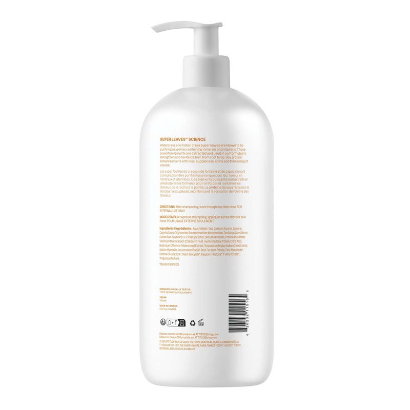 ATTITUDE Volume and Shine Hair Conditioner, For Thin Hair, Naturally Derived Ingredients, Vegan Detangler, Dermatologically Tested, Soy Protein & Cranberries, 32 Fl Oz
