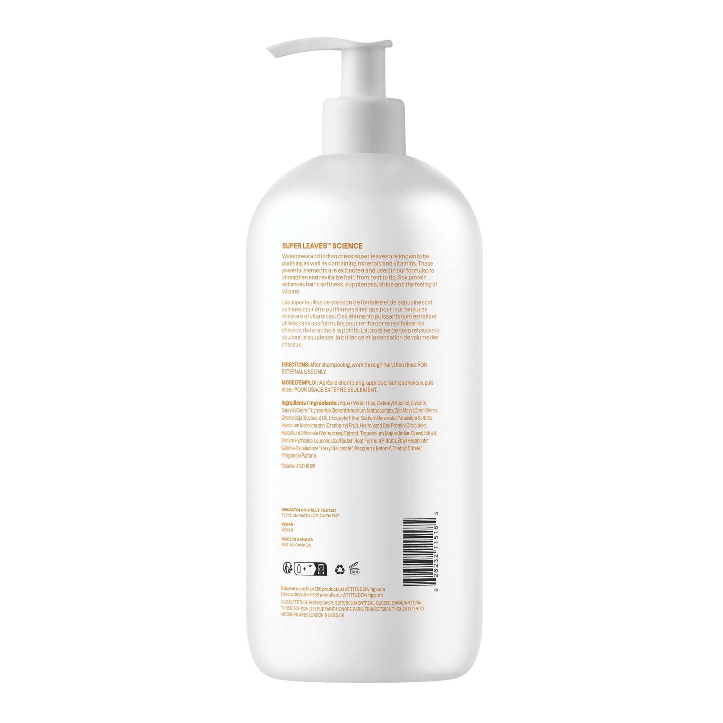ATTITUDE Volume and Shine Hair Conditioner, For Thin Hair, Naturally Derived Ingredients, Vegan Detangler, Dermatologically Tested, Soy Protein & Cranberries, 946 mL (Pack of 6)