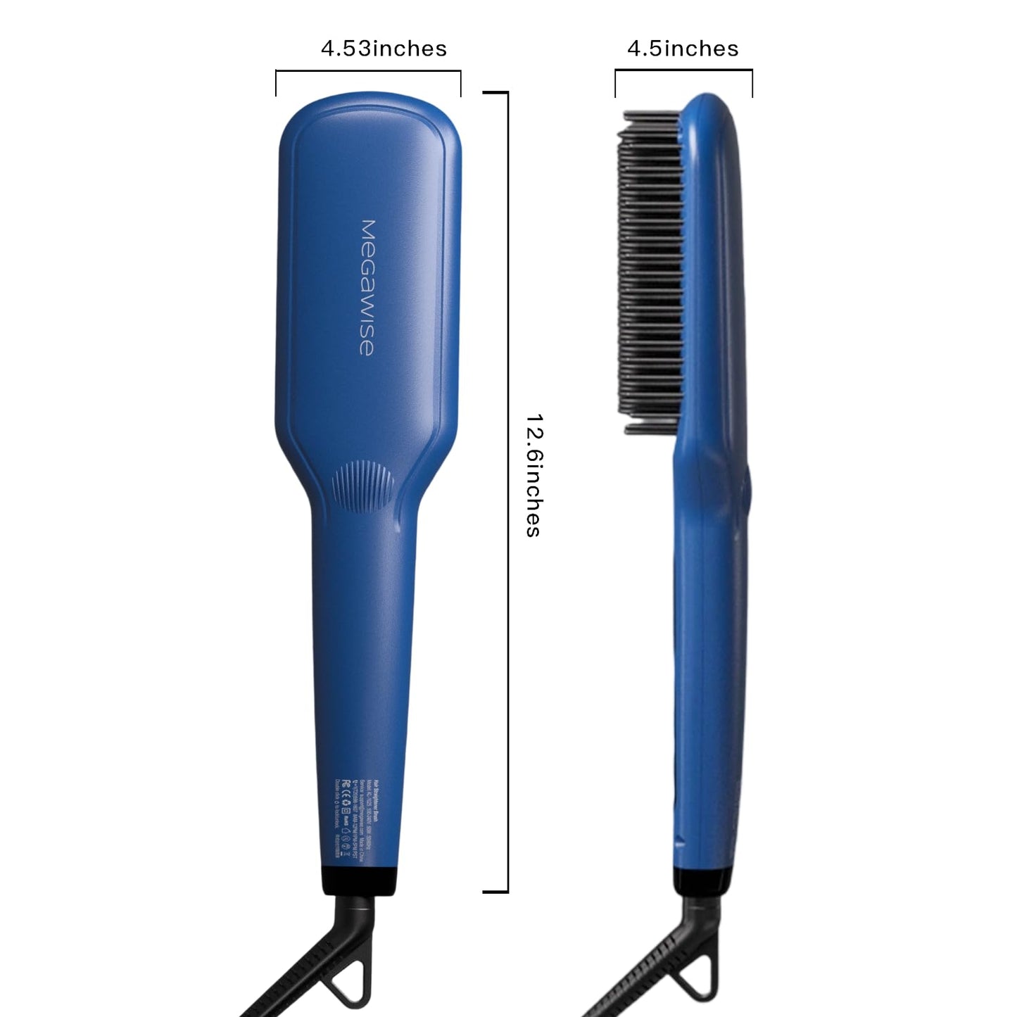 MEGAWISE Ionic Ceramic Hair Straightener Brush, 20-Second Fast Heating Ionic Hot Brush for Smooth, Frizz-Free Hair, Anti-Scald with Auto Shut-Off, Easy Daily Styling for All Hair Types