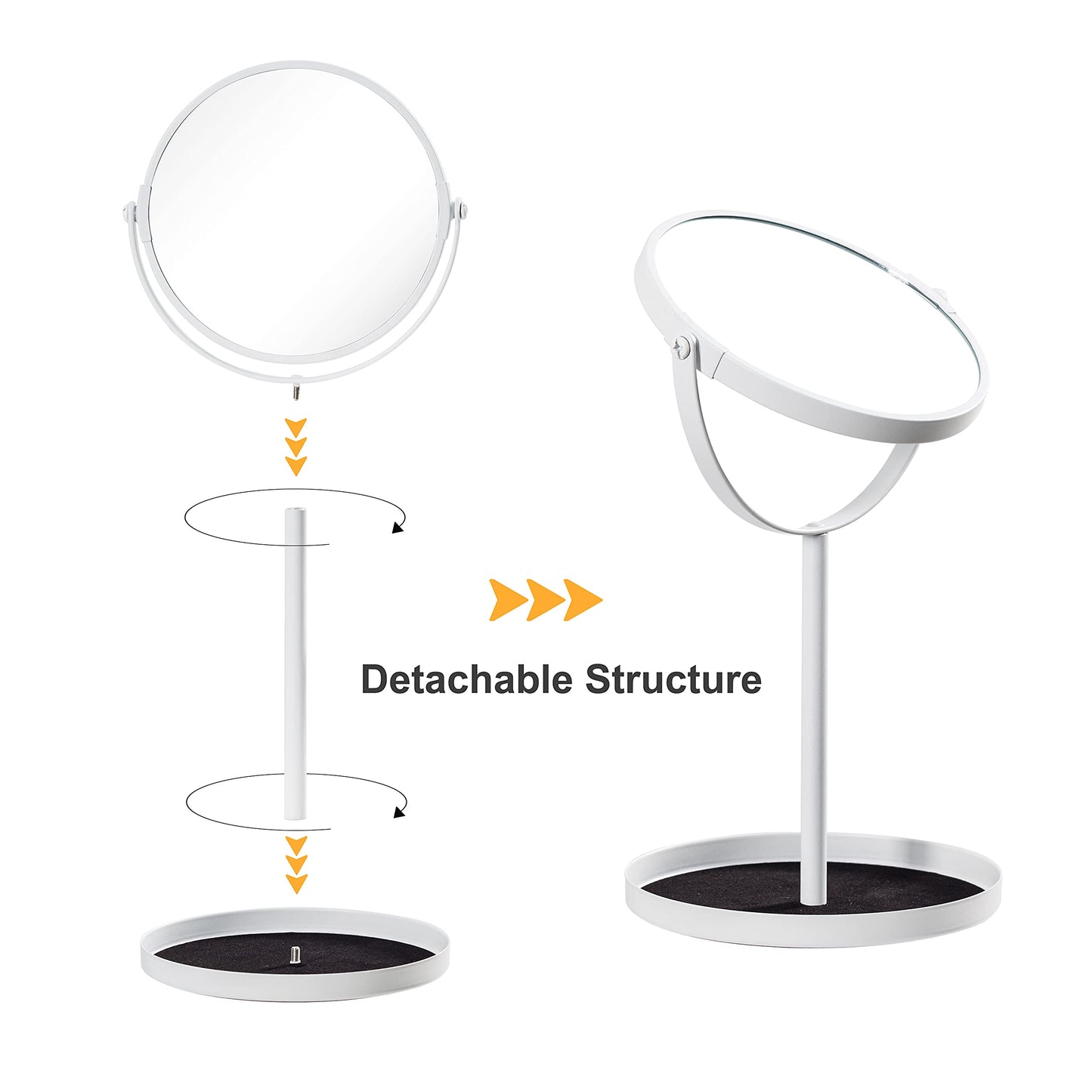 Ettori Shower Mirror Fogless for Shaving and Makeup Mirror-1x and 5X Magnification