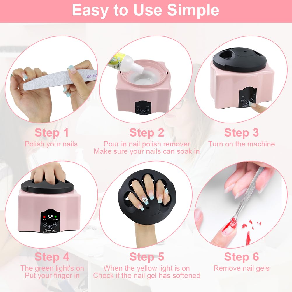 Nail Soaking Bowl & Care Kit - Electric Gel Polish Remover Steamer for Home & Salon