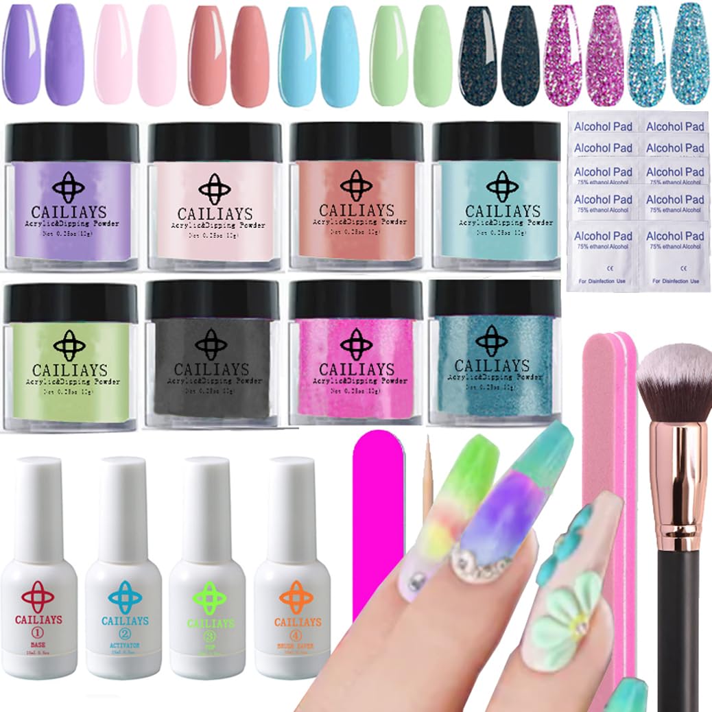 26-Piece Glitter Dip Powder Nail Kit - 8 Colors, Long-Lasting Manicure, No UV Lamp Needed