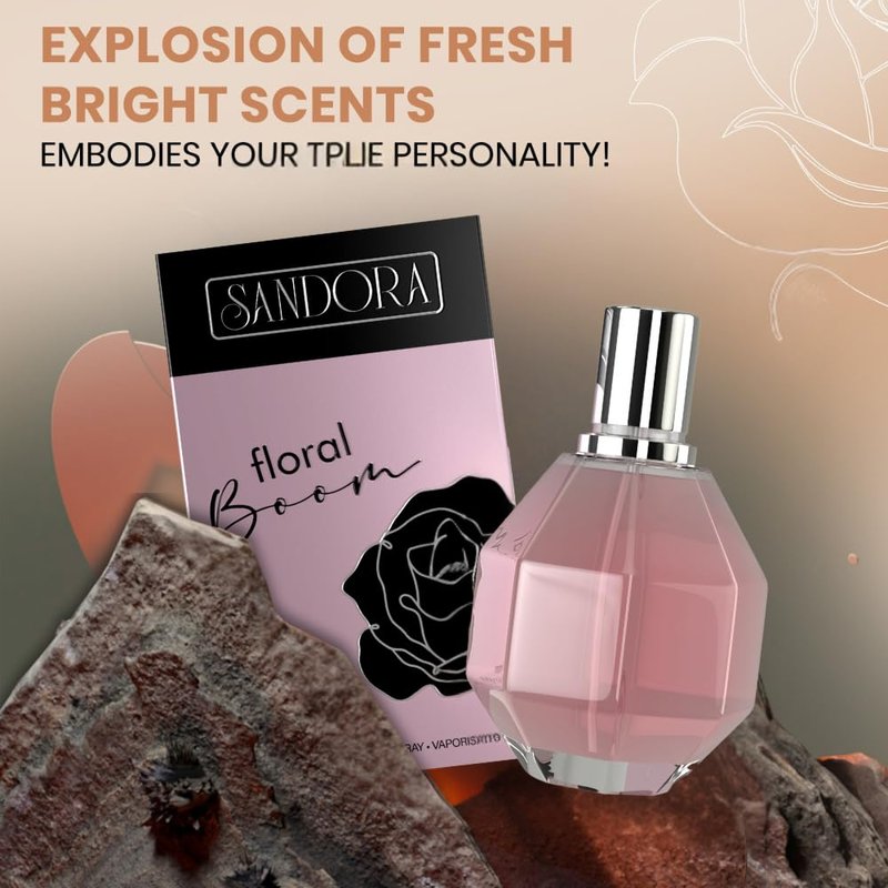Sandora Fragrances FLORAL BOOM Women's Perfume – Floral, Bergamot and Osmanthus; Orchid, Jasmine, Rose, Freesia and African Orange Flower; Patchouli, Musk and Vanilla – (3.4 fl oz / 100 ml)