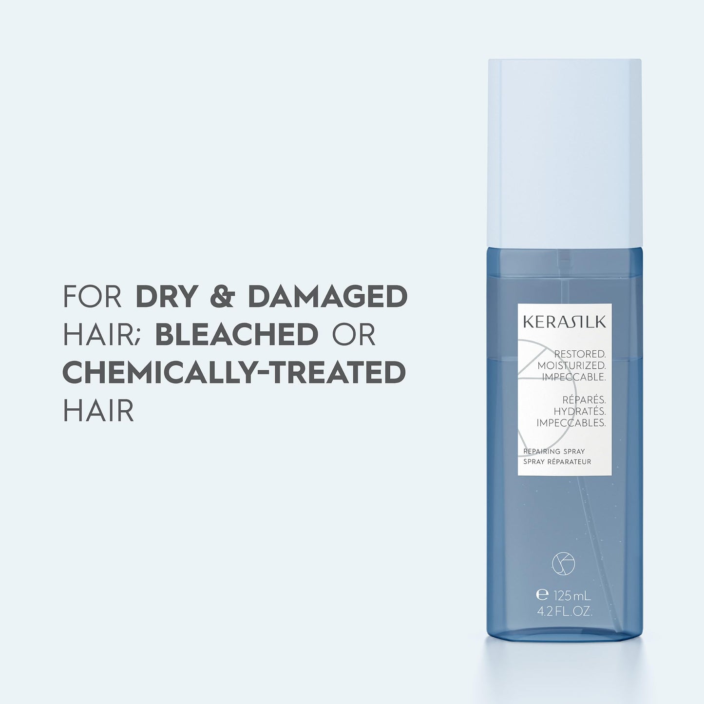 KERASILK Repairing Spray | Protects Against Breakage & Brittleness | Nourishes, Hydrates & Detangles Strands | With Heat Protection | For Dry, Stressed & Damaged Hair | 125ml