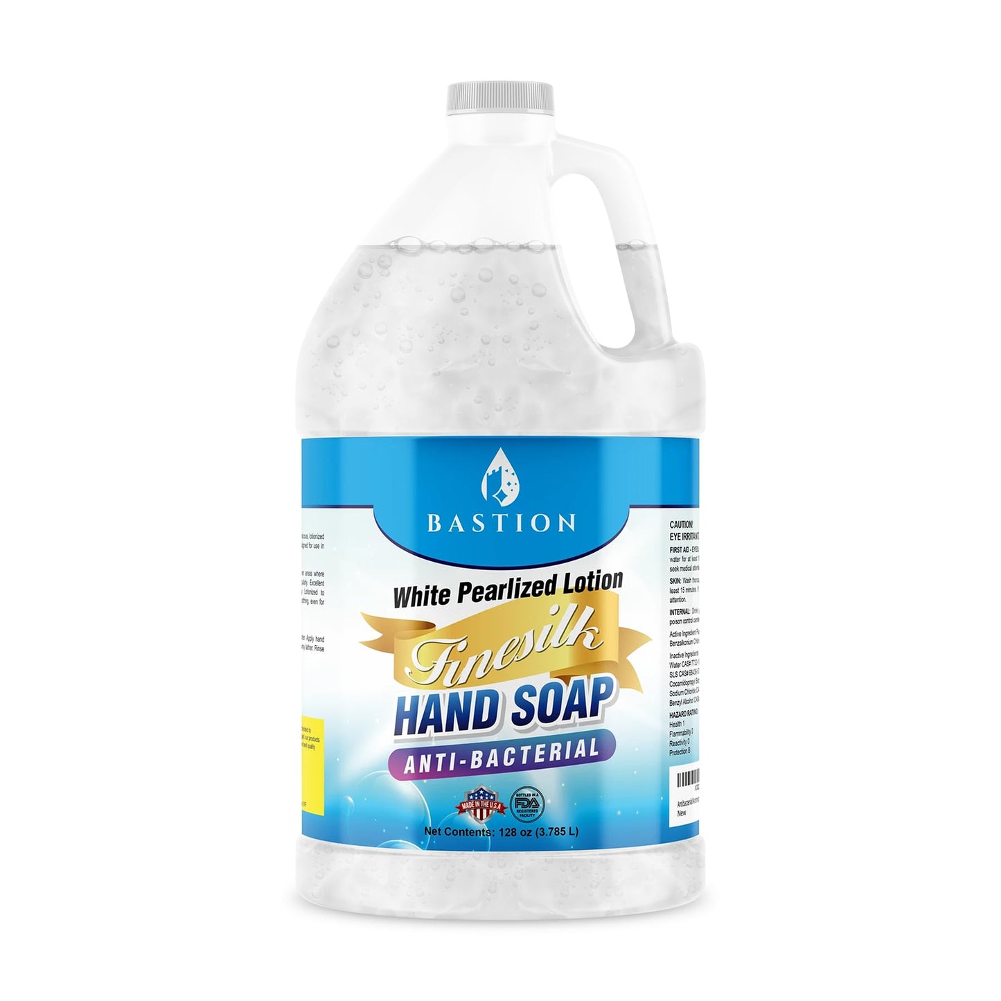 Antibacterial Finesilk White Pearlized Lotion Liquid Hand Soap: Bulk Refill Jug. PH Balanced Ultra-Strength. Made In USA (Finesilk, Gallon)