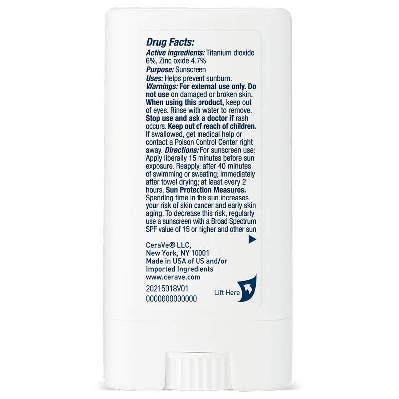 CeraVe Mineral Sunscreen Stick SPF 50 - Broad Spectrum Protection with Hyaluronic Acid & Ceramides | Fragrance-Free, Oil-Free