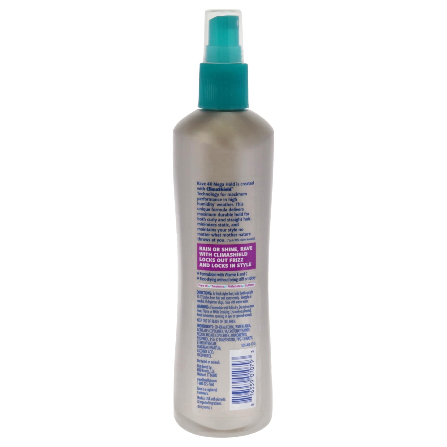 Rave 4X Mega Long-Lasting Firm Hold Hair Spray for Heat Protection, Volume and Shine - 24 Hour Hold & Anti Humidity Spray for Hair - Minimizes Frizz - Unscented & Non Aerosol - 11 Fl Oz