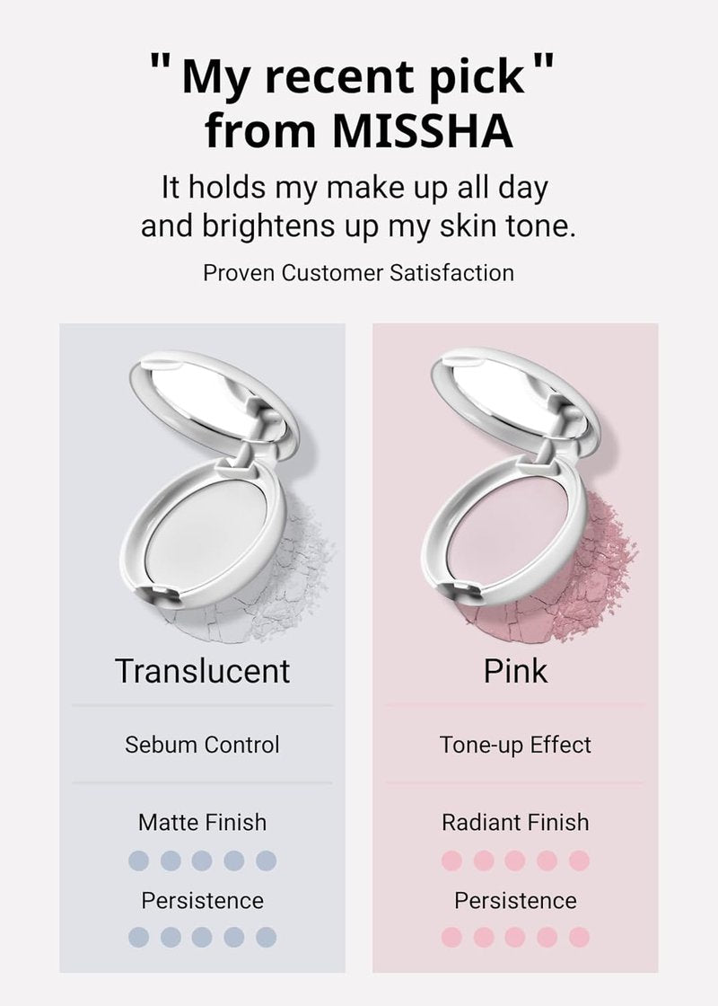 MISSHA Airy Pot Pressed Pink Powder Pact - Natural Radiant Finish Setting Powder | 5g/0.176 oz
