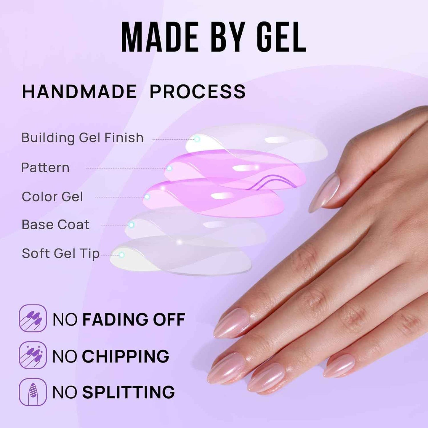 Soft Gel Chrome Press On Nails - Reusable Fake Nails with Glue, Perfect Fit & Stylish Nudies