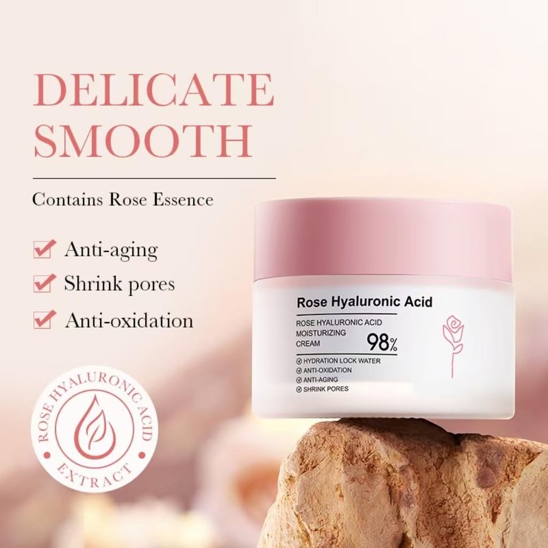 ULELA DIKML Skin Care Moisturiser Rose Hyaluronic Acid Nourishing Cream Hydrates and Brightens Nourishing and Firming Face Cream