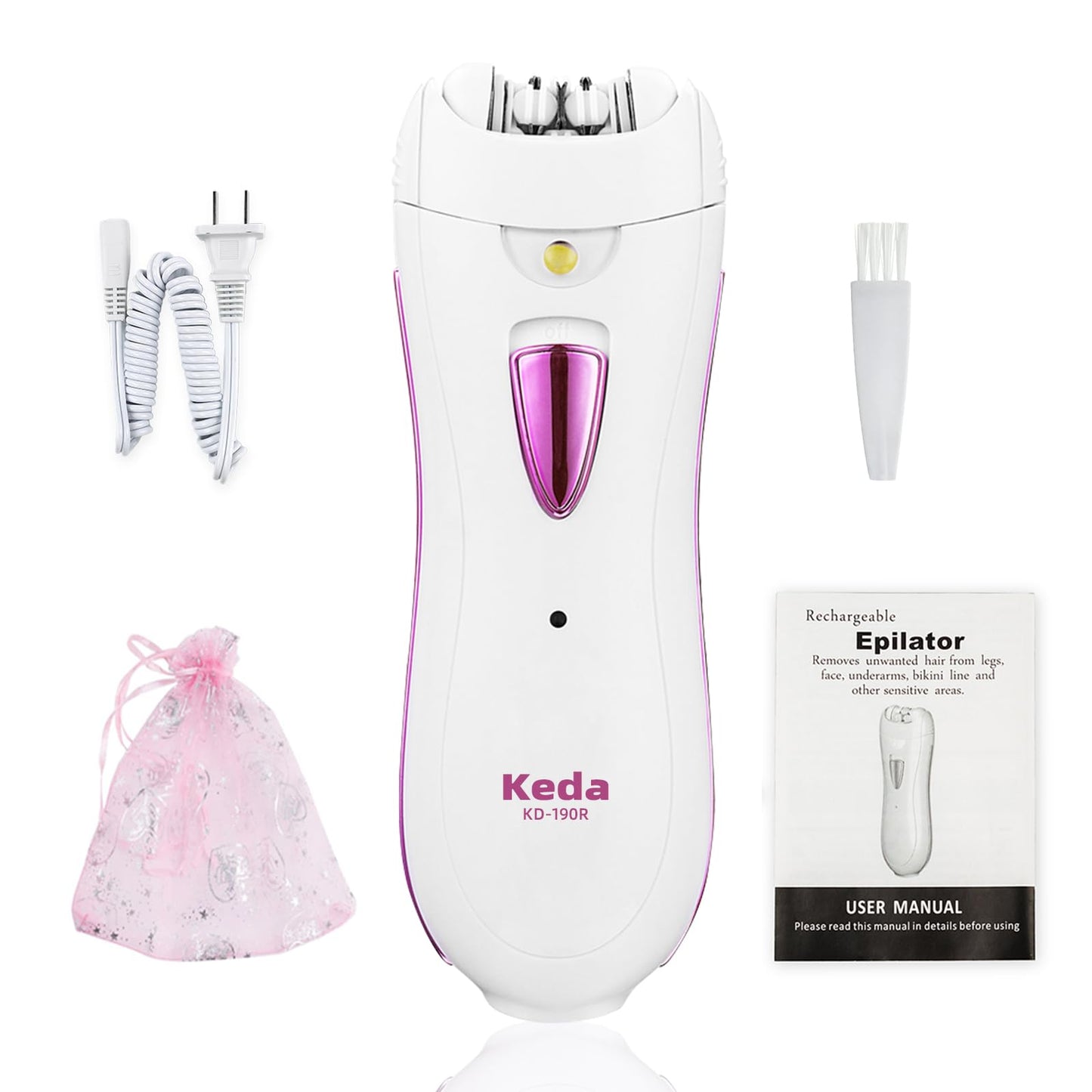 Smooth Glide Epilator for Women, Portable Hair Removal Device for Women, Rechargeable Smooth Glide Epilator with LED Light for Facial, Armpit, Bikini and Leg