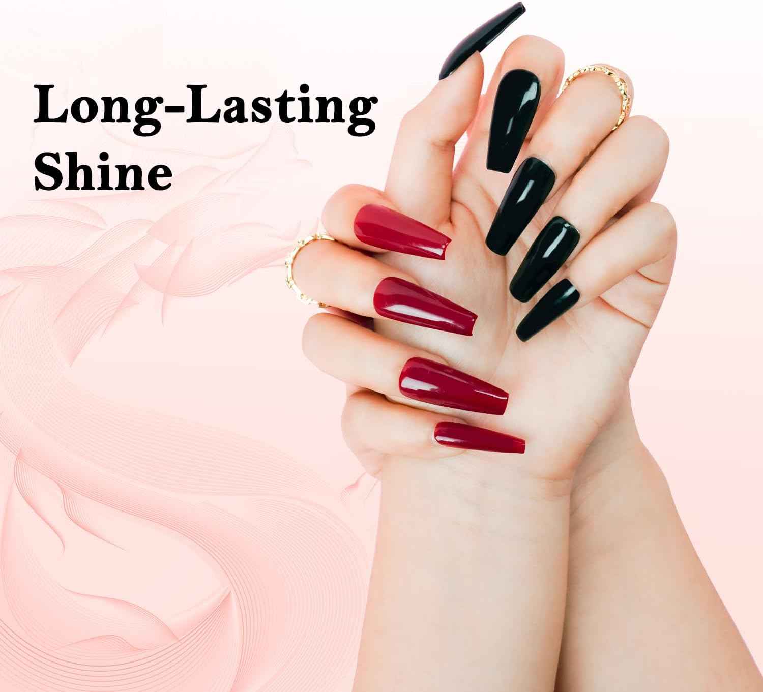 40W Gel UV LED Nail Polish Lamp & No Wipe Top/Base Coat Set - Professional Nail Dryer with 3 Timers