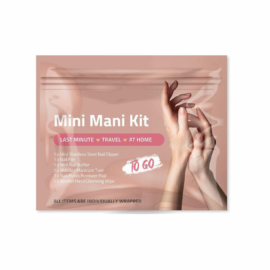 Disposable Mini Mani Kit – Travel-Friendly Nail Care Set with Clipper, File, Buffer & Wipes – 5 Single-Use Hygiene Kits for Events