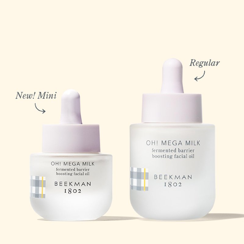 Beekman 1802 Oh! Mega Milky Facial Oil Serum – Vitamin C & Niacinamide Serum for Hydration & Barrier Support – Lightweight Face Oil, Non-Greasy, Fragrance Free, Sensitive Skin Safe, 0.5 Fl Oz