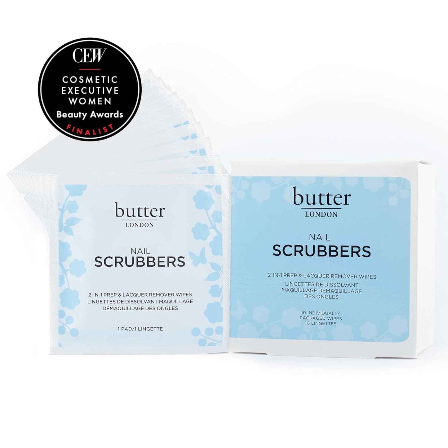 Butter LONDON 2-in-1 Nail Polish Remover Pads - Travel-Friendly Gel Scrubbers, Cruelty-Free