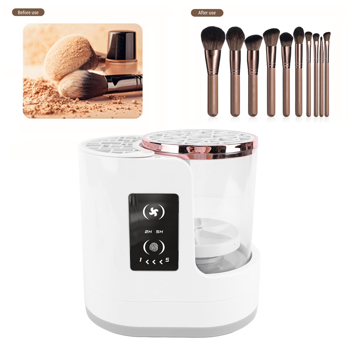 Electric Makeup Brush Cleaner, 850RPM USB Detachable Makeup Brush Cleaning Machine, 2H 5H Timer Automatic Makeup Brush Cleaner Dryer Machine, for Beauty Makeup Brush Set