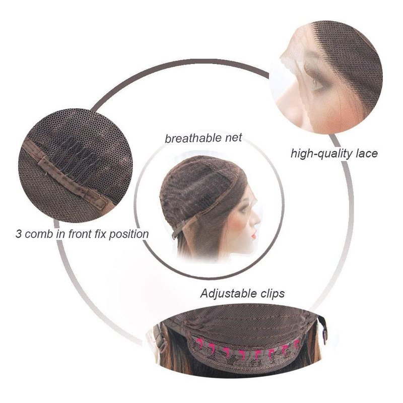 Brown Lace Front Wig for Women - High Density Silky Straight 24" Dark Brown Glueless Heat Resistant Synthetic Wig