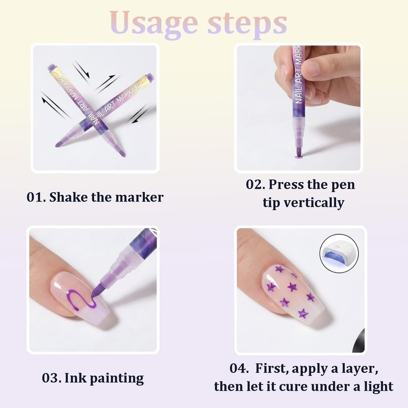 12 Colors Nail Art Pens Set, 0.7MM Quick-dry Nail Art Markers, Multi Purpose Acrylic Paint Pens Kit for Drawing & Home Salon Nail DIY