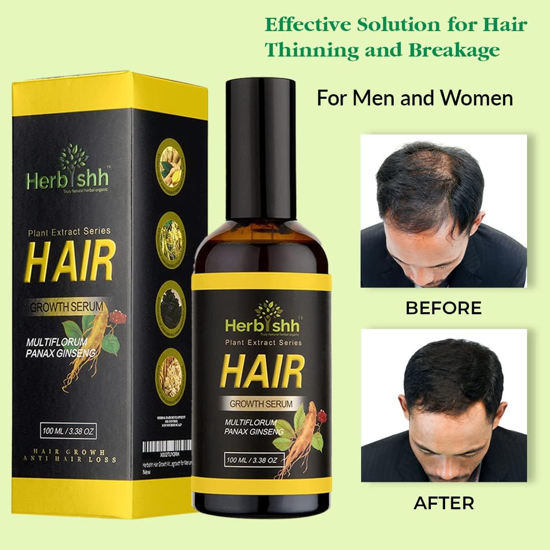 Herbishh Hair Color Shampoo for Gray, 500 ML - Black with Vitalizer Serum, Strengthener, Thickening for Thinning , Repairs Follicles, Promotes Healthier
