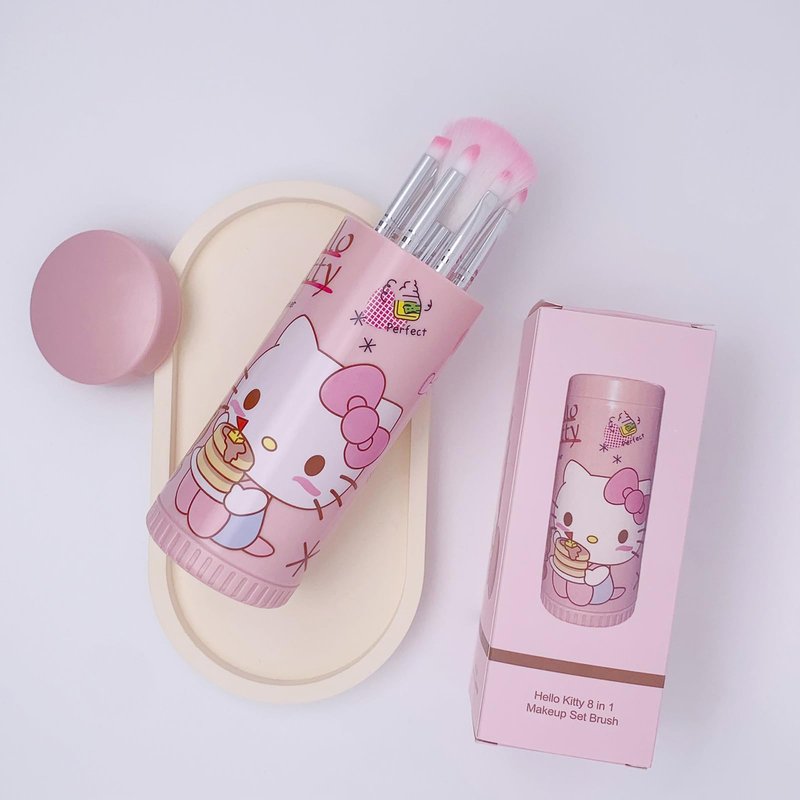 Cute Makeup Brush Set, 8 Pcs Pink Makeup Brushes and Makeup Brush Holder, Eyeshadow Lip Gloss Cosmetic Brushes Kit for Girls (Pink)