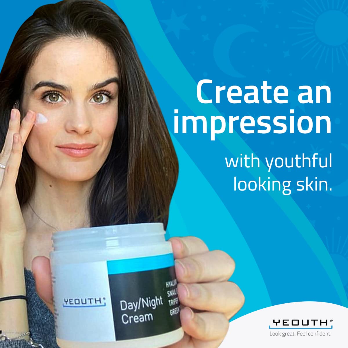 YEOUTH Day Night Cream with Hyaluronic Acid, Snail Mucin and Tripeptides, Face Cream for Women and Men, Fragrance Free Face Moisturizer, 4 oz